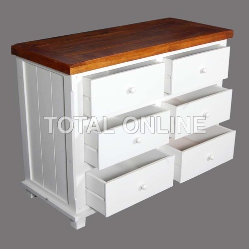 Poise White Six Drawer Chest Table