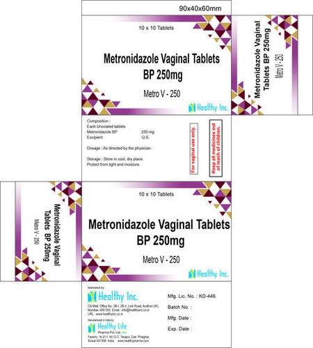 250mg Metronidazole Vaginal Tablets