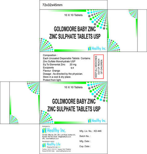 Zinc Sulfate Tablets Usp 20 Mg Medicine Raw Materials