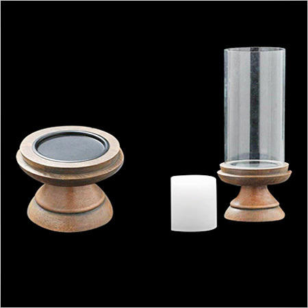 Wooden Pillar Candle Holder - 15x15x11.5 inches, Light-Weight Design for Home and Party Decoration, Rustic Ambiance Enhancer with Fine Finishing