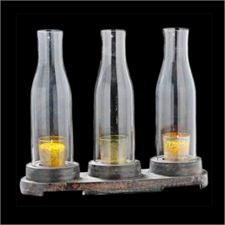 Wood Glass Candle Holder