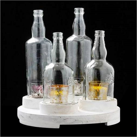 Wine Bottle Candle Holder - Glass & Wood Base 3-Piece Design for Indoor & Outdoor Decoration Perfect for Gifting & Home Accents