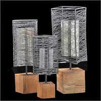 Wooden Hurricane Lantern - Set Of 3 | Supreme Quality Wood, Alluring Design, Bore & Termite Resistant, Hazy Light Effect, Secure Packing