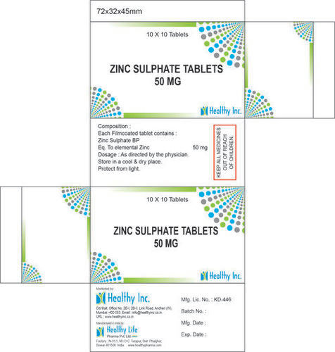 Zinc Sulphate Tablet USP 50mg