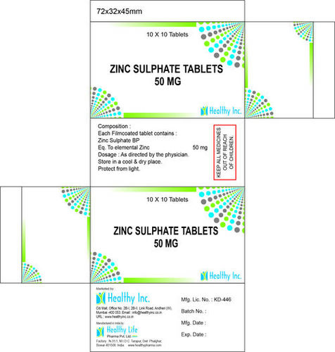 Zinc Sulphate Tablet USP 50mg