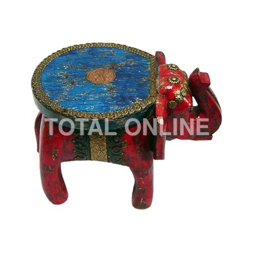 Realistic Wooden Elephant With A Table Top