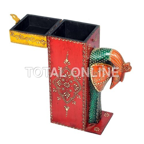 Wooden Handpainted Single Bottle Storage Box