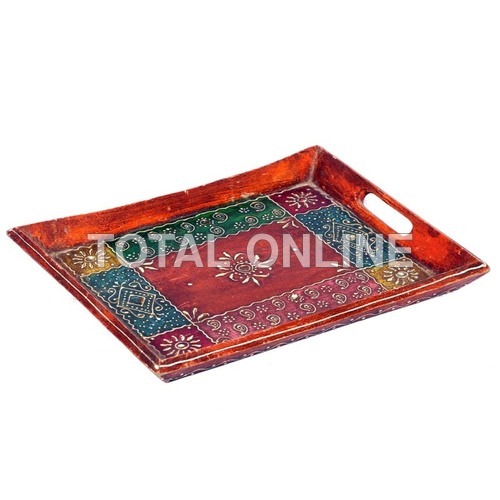 Wooden Multicolour Hand Painted Tray