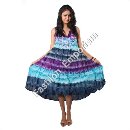 Multicolor Super Dye Dress Without Sleeves