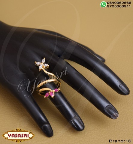Cz Ruby Anguti - Gold Plated Quartz and Ruby Ring | Elegant Women's Gift for Parties