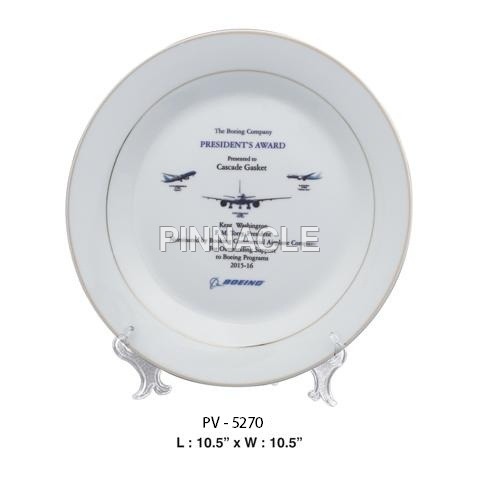 Plaque - Ceramic & Metal, 10.5"x10.5" Round | Award Recognition, Elegant Design, Engraving Option, Metal Stand, Personalized Message