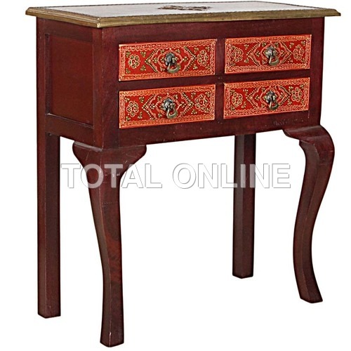 Exquisite Wooden Drawer Console Table With Brass 