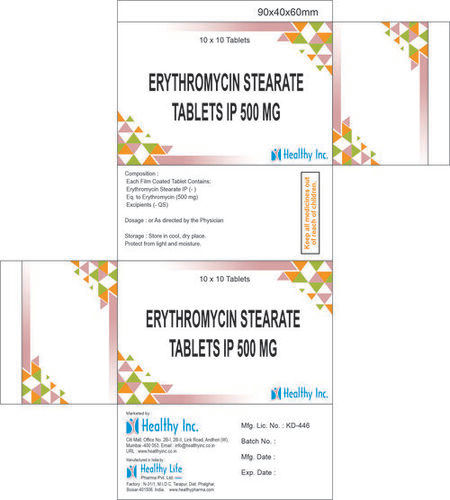 500 Mg Eritro C Erythromycin Stearate Tablets Bp Medicine Raw Materials