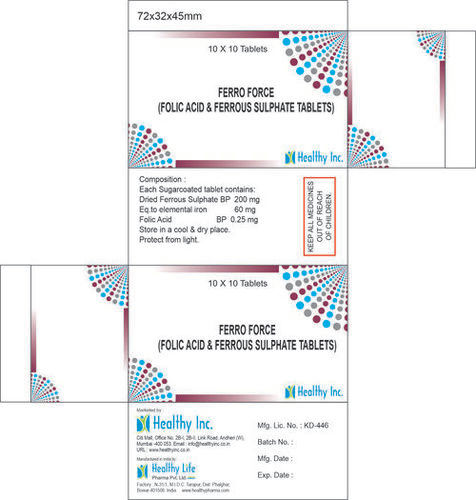 Ferro Force (Folic Acid & Ferrous Sulphate Tablets) at Best Price in ...