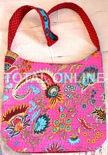 Handicraft Textiles Bag - Cotton, 12x10x4 Inches, Pink | Durable Fabric, Stylish Handmade Design, Lightweight, Spacious Interior