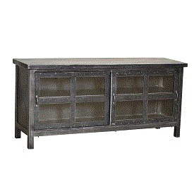 Industrial Iron Sideboard with Glass