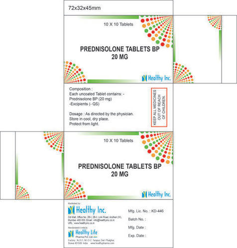 10 Mg Prednisolone Tablets Ip Medicine Raw Materials