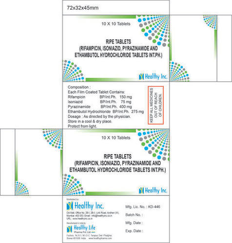 Rifampicin  Isoniazid And  Ethambutol Hcl Tablets Cool & Dry Place