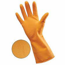 Orange Latex Rubber Gloves Length: 12 Inch (In)
