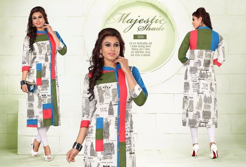Fancy Kurti - Cotton, 44 Inches, Multi-Color | Stylish Design, Soft Fabric, Perfect Fit, Three-Quarter Sleeve