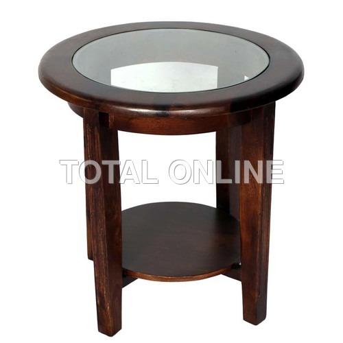 Exquisite Wooden Table in Round Style With Glass 