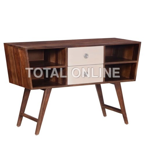 Creative Wooden Entertainment Unit - Sheesham Wood, 46x18x30 inches, Brown | Stylish Design, Ample Storage, Easy Assembly