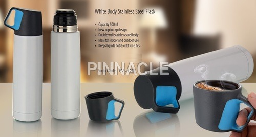 White Body Stainless steel flask.