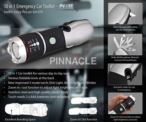 10 in 1 Emergency Car Toolkit (with easy focus torch)