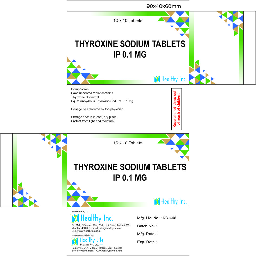 0.1 mg Thyroxine Sodium Tablets IP