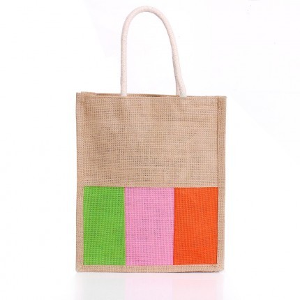 Jute Zipper Bag Multi Colored