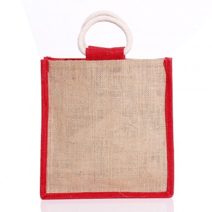 Jute Bag - Jute Fabric, 9x10x4 Inch, 150g, Wooden Handles | Eco-Friendly, Durable, Reusable, Stylish, Lightweight
