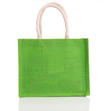 Jute Bag - Jute Fabric, 9.5x7.5x3 Inch, Green | Eco-Friendly, Durable, Reusable, Lightweight, Cotton Handle