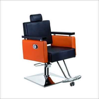 Fashionable Salon Chair 5215 - Leather Metal, 50x50x100cm, Black Orange | Ergonomic Design, Adjustable Height, Load Capacity 150kg