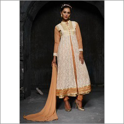 Beige Net Stylish Anarkali Gown