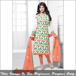 Orange White Chanderi Party Wear Salwar Suit