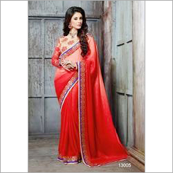 Red And Cream Orange Wedding Wear Saree