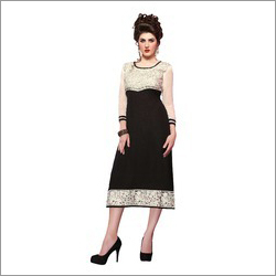 Satin Black Georgette Fancy Kurtis