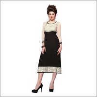 Satin Black Georgette Fancy Kurtis