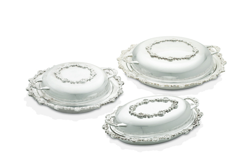 Stainless Steel Entree Dish - Silver Plated Oval, Multiple Sizes | Elegant Design, Durable, Food Safe, Shiny Finish