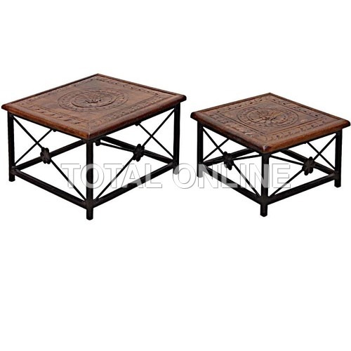 Set of Wooden and Iron Stools