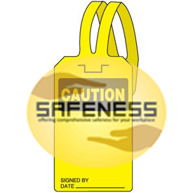 Yellow Caution Self-Fastening Tag 