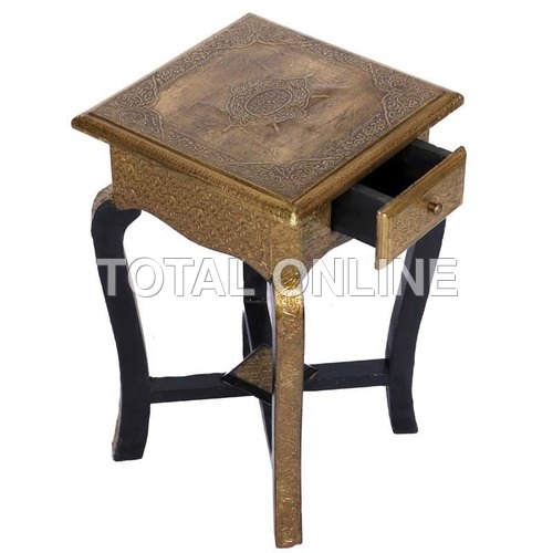 Small Square Shape Wooden Stool With Drawer