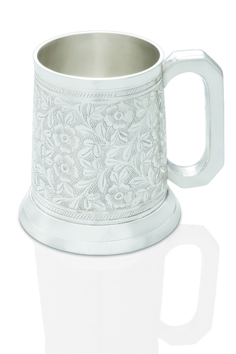 Silver Plated Beer Mug - Fully engraved