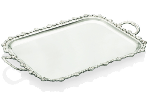 Silver Plated Tray - King's Flower Border 16x12