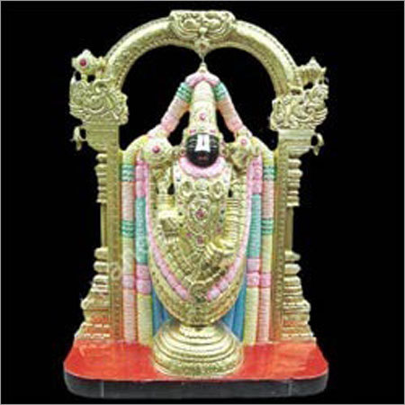 Exquisite Black Tirupati Balaji From Marble - Marble, 12 Inches, Gold Color | Hand-Carved Artistry, Polished Finish, Intricate Details, Durable Material