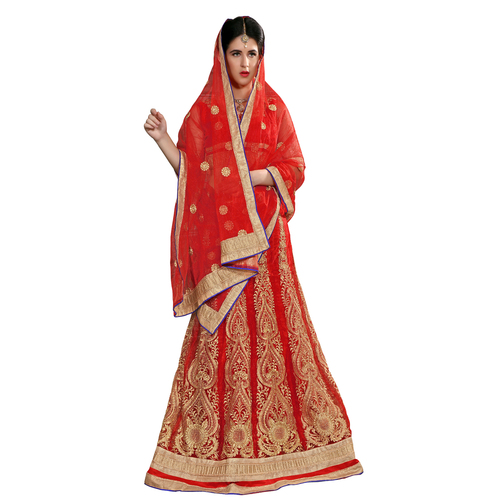 Occeanus Red Net Designer Lehenga Choli