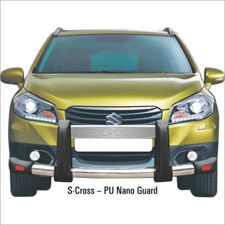 Tuv Front P U Nano Guard - PU Steel, Car Specific, Black, Chrome Finish | Durable Material, Bolted Installation, Enhanced Safety, Stylish Design