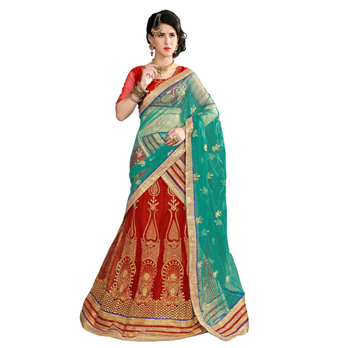 Occeanus Red Net Designer Lehenga Choli