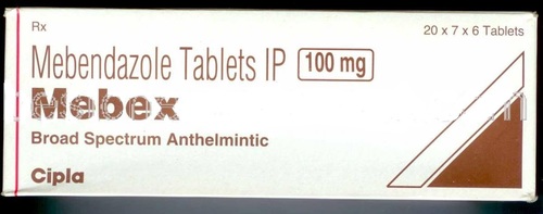 Mebex - Mebendazole 100 mg Tablets, Broad Spectrum Anthelmintic, Blister Pack