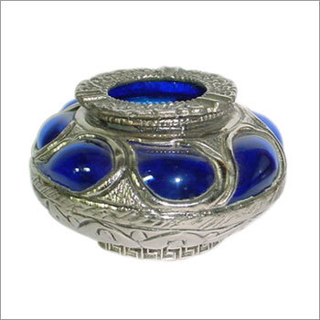 Silver And Blue Ash Tray